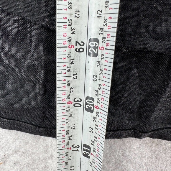 IB Diffusion 100% Linen Shirt Womens 6 Black Embroidered Floral Short Sleeve Top - Picture 6 of 9